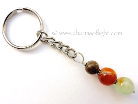 Agate, Aquamarine & Tiger Iron Keyring